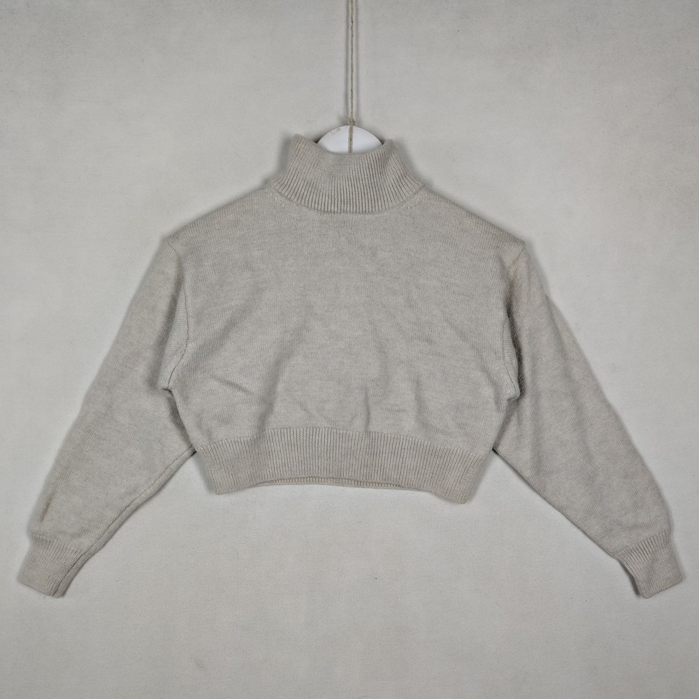Wilfred Free Aritzia Cropped Turtleneck Sweater Heather Gray XS